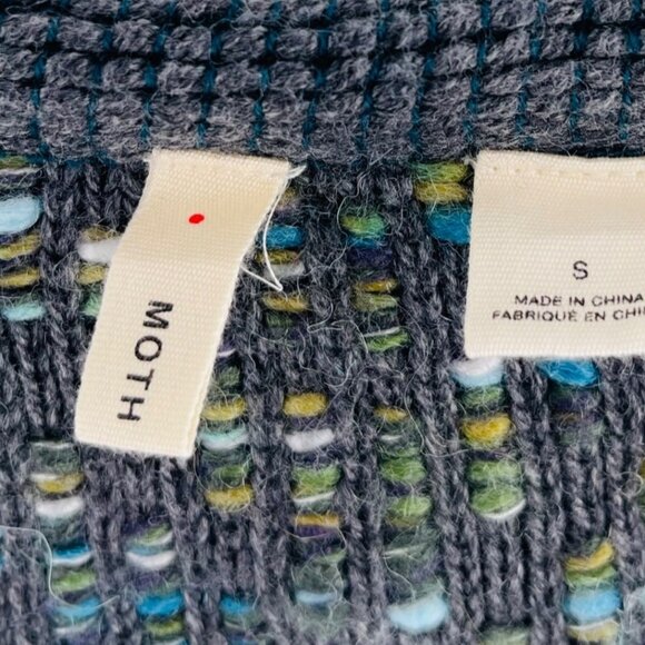 Moth Womens Open Front Cardigan Sweater S Wool Blend Multi-Color Anthropologie - Picture 2 of 5